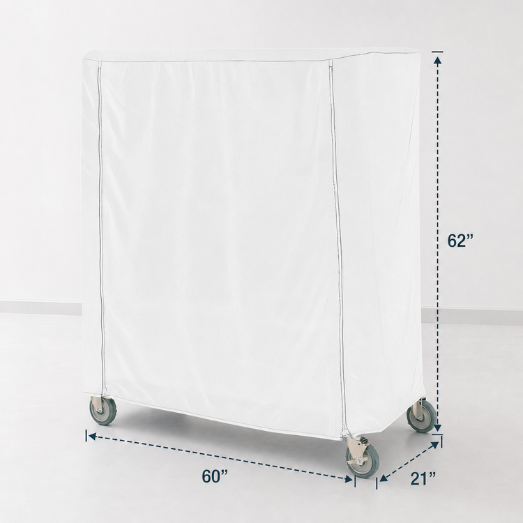 Product image #3 for Metro White Uncoated Knitted Polyester Cart Cover for 60 x 21 x 62 Inch Queen Mary & Banquet Carts