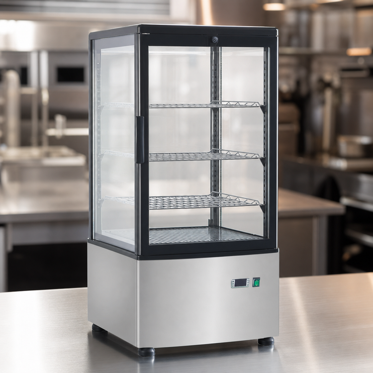 Product image #3 for Atosa DSRC-28 Countertop Refrigerated Display Case, 2.8 Cu. Ft., 4-Sided Glass, Stainless Steel, 115V