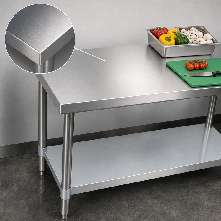 Product image #3 for 48-Inch x 24-Inch 18-Gauge T-430 Stainless Steel Work Table with Galvanized Undershelf