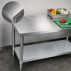 Thumbnail image #3 for BK Resources VTT-4824 48-Inch x 24-Inch 18-Gauge 430 Stainless Steel Work Table with Adjustable Galvanized Undershelf