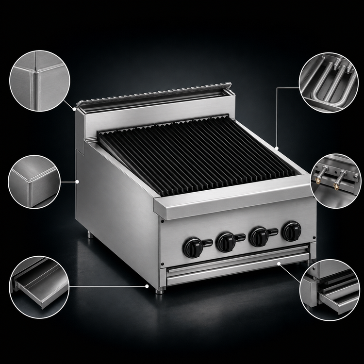 Product image #3 for Bistro 72-Inch Modular Gas Charbroiler with Cast Iron Grates, Radiants, and Stub Back