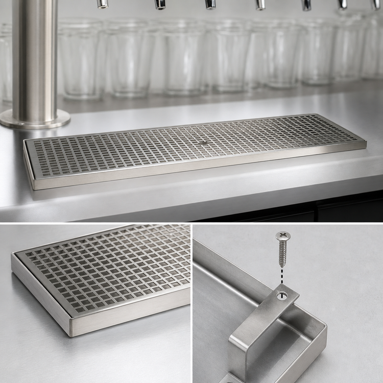 Product image #3 for Micro Matic 18-Gauge Stainless Steel Surface Mount Drip Tray Trough, 18 x 8 Inches