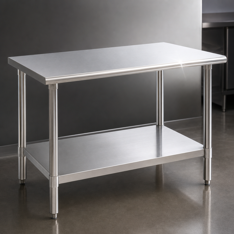 Product image #3 for Deluxe Series Stainless Steel Work Table with Adjustable Undershelf, 48"W x 30"D