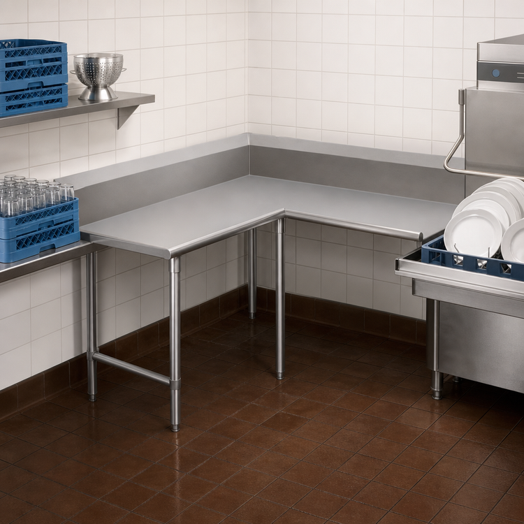 Product image #3 for John Boos Pro-Bowl Corner L-Shaped Clean Dishtable, 60" x 48", Right-to-Left