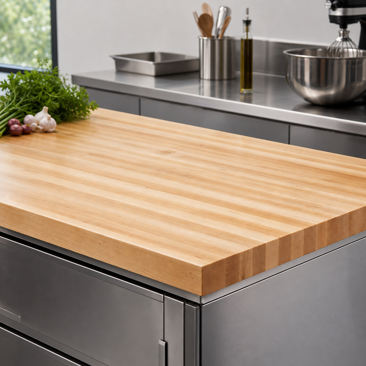 Product image #3 for John Boos Boos Block 132-Inch x 36-Inch Kitchen Countertop, 1-1/2-Inch Thick, Edge Grain Northern Hard Rock Maple, Penetrating Oil Finish