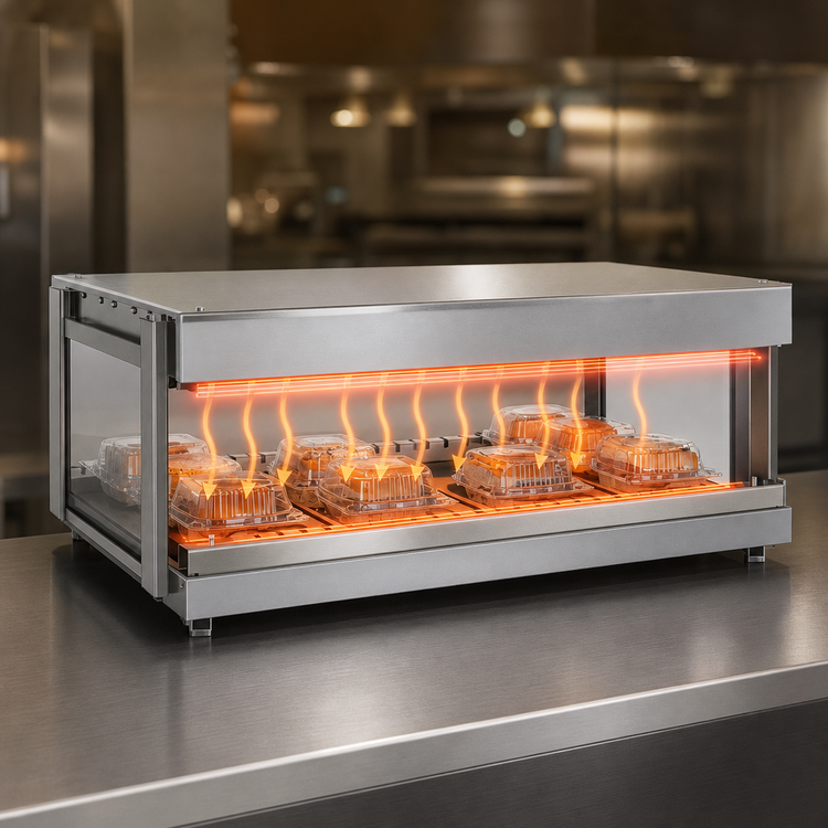 Product image #3 for Hatco Glo-Ray 52-Inch Pass-Thru Countertop Merchandising Display Warmer, Single Shelf