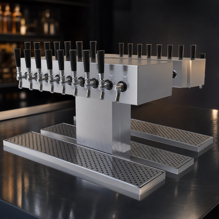 Product image #3 for Glastender Double-Sided Countertop Glycol-Cooled Draft Dispensing Tower, 20 Faucets, Stainless Steel