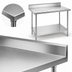 Thumbnail image #3 for Advance Tabco 72 x 30 Inch 14 Gauge 304 Stainless Steel Work Table with 5-Inch Backsplash, Galvanized Undershelf and Legs