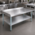 Thumbnail image #3 for Omcan Stainless Steel Equipment Stand, 60 x 30 Inch, with Undershelf and 2-Inch Rear/Side Upturn