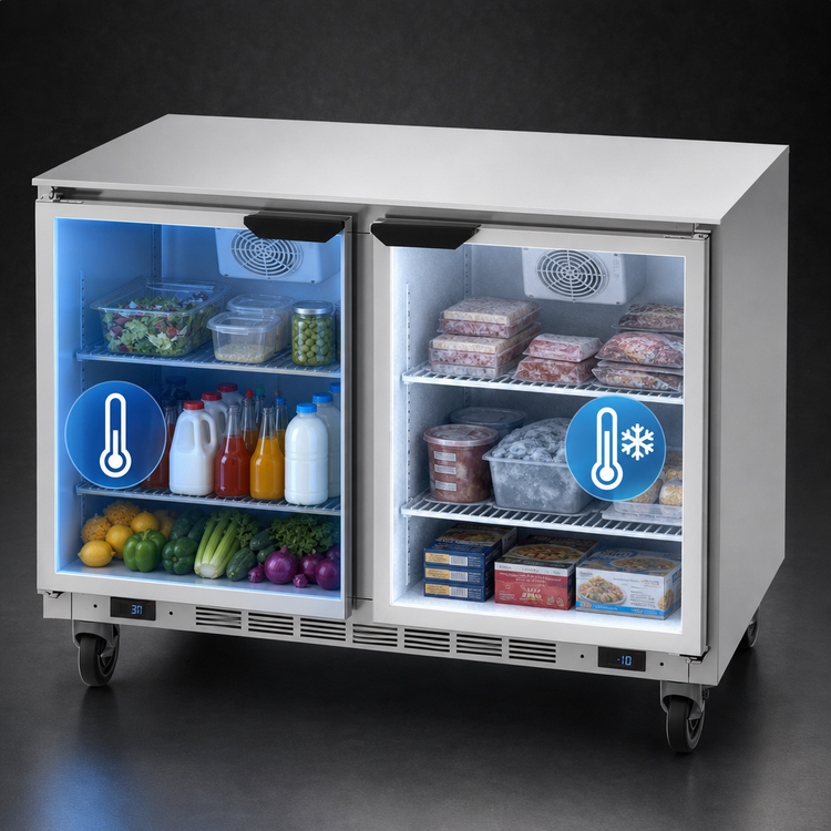 Product image #3 for Beverage Air UCRF48AHC Dual Temp 48-Inch Undercounter Refrigerator/Freezer, 2-Section, Left Refrigerator/Right Freezer