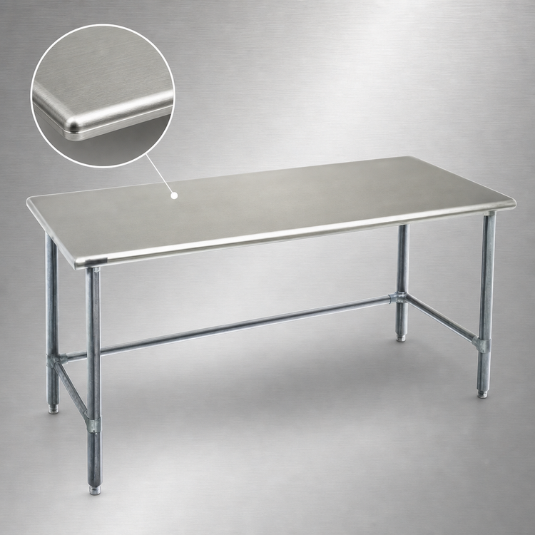 Product image #3 for Eagle Group Budget Series 60"W x 36"D Flat Top Work Table with 430 Stainless Steel Top and Galvanized Tubular Base