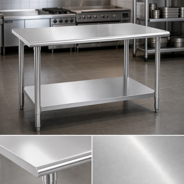 Product image #3 for Eagle Budget Series 72"W x 30"D Stainless Steel Work Table with Adjustable Galvanized Undershelf