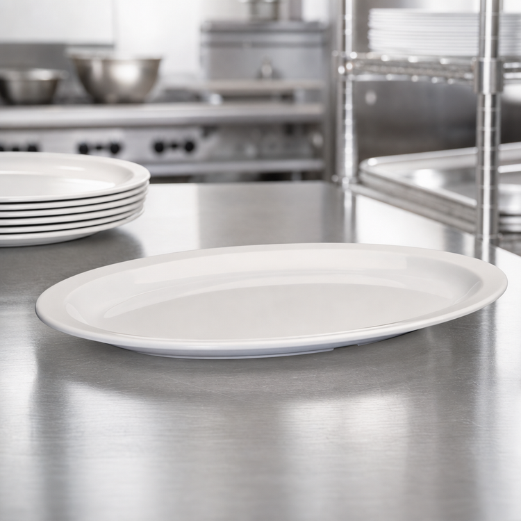 Product image #4 for Winco Classic Melamine Oval Narrow-Rim Platter, 15-1/2 x 10-7/8 Inches, White