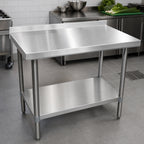 Thumbnail image #3 for BK Resources SVTR-4824 48" x 24" 18-Gauge Stainless Steel Work Table with 1-1/2" Rear Riser and Adjustable Undershelf