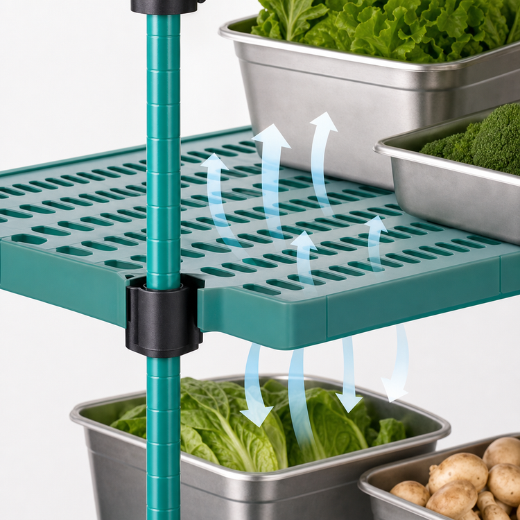 Product image #3 for Eagle Group QuadPlus Green Louvered Polymer Shelf Mat, 60 x 24 Inches, with Quad-Adjust Wire Frame
