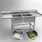 Thumbnail image #3 for Eagle Group S16 Series S16-20-2-18L 2-Compartment Stainless Steel Sink, Left Drainboard, 16-Gauge Top, 20" x 20" x 14" Bowls