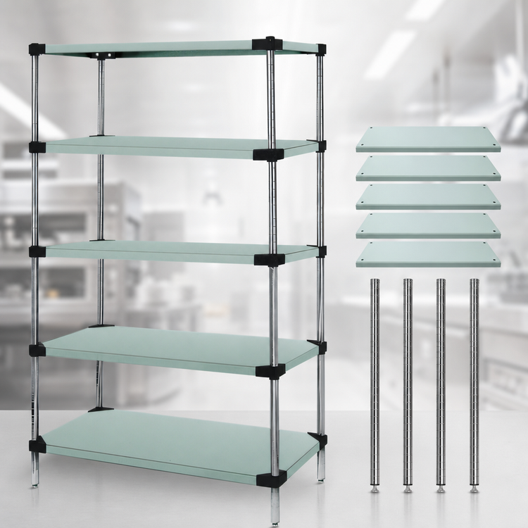 Product image #3 for Quantum 5-Shelf Solid Shelving Starter Kit, 54"W x 24"D x 63"H, 304 Stainless Steel