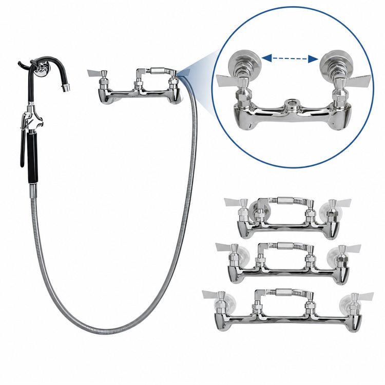 Product image #3 for Fisher Wall-Mount Hose-Style Pot Filler Faucet with 60-Inch Hose and 8-Inch Adjustable Centers