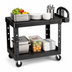 Thumbnail image #3 for Rubbermaid Commercial Flat Shelf 2-Shelf Utility Bus Cart, Black, 500 lb Capacity Per Shelf