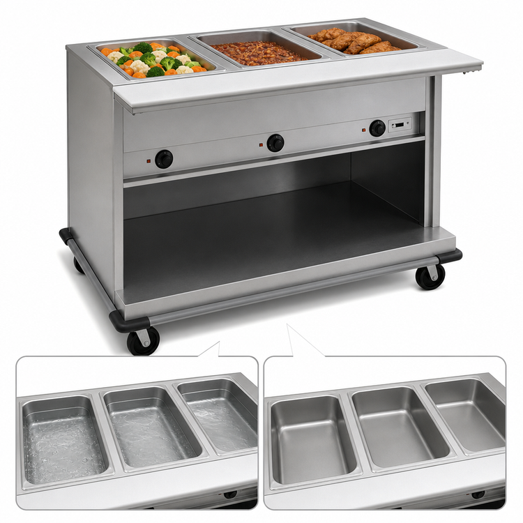 Product image #3 for Spec-Master Portable 3-Well Electric Hot Food Table with Enclosed Base, 50-3/4"W