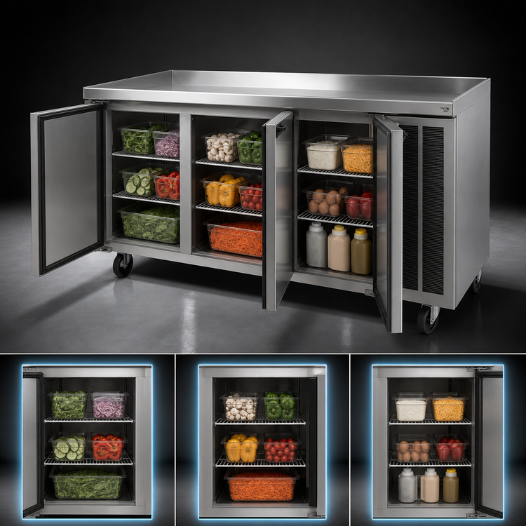Product image #3 for Delfield 91-Inch Three-Section Refrigerated Work Table