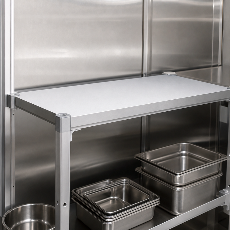Product image #4 for New Age Adjust-A-Shelf Solid Brute Series Aluminum Commercial Shelf, 66 x 20 Inches, 800 lb Capacity
