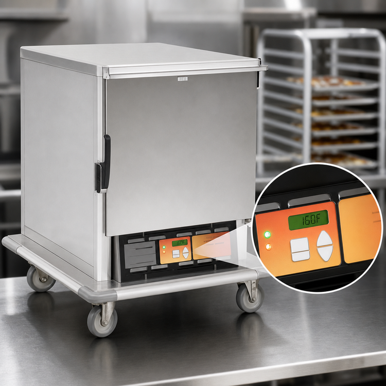 Product image #3 for Panco Narrow Half-Size Heated Holding Cabinet with Solid Door and Wire Universal Slides