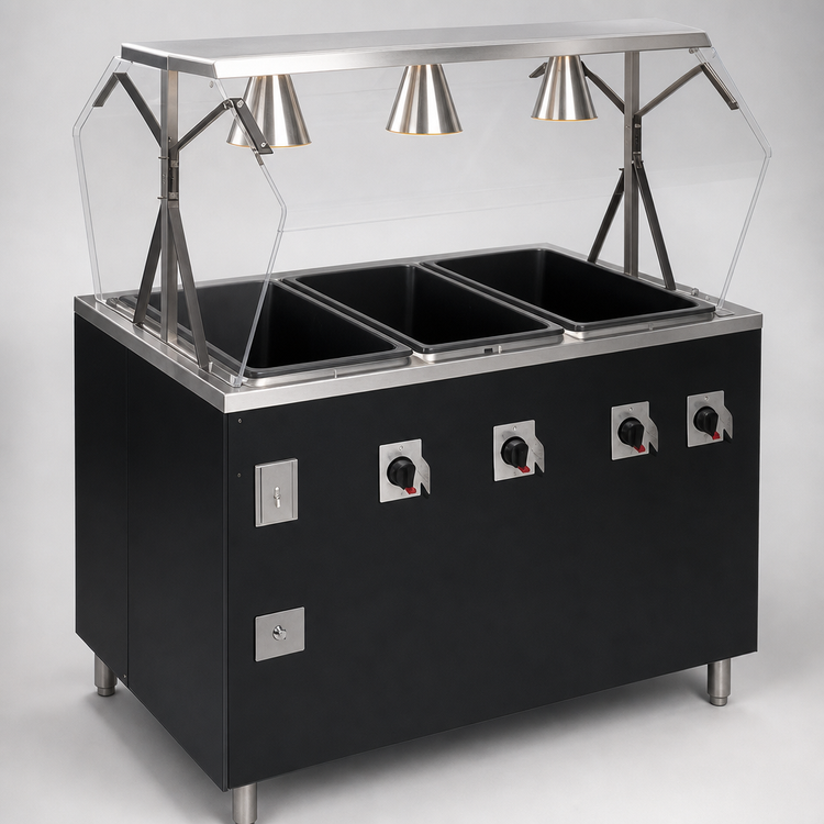 Product image #3 for Vollrath 4-Well Mobile Hot Food Station Deluxe with Buffet Breath Guard and Enclosed Base, 60-Inch Wide