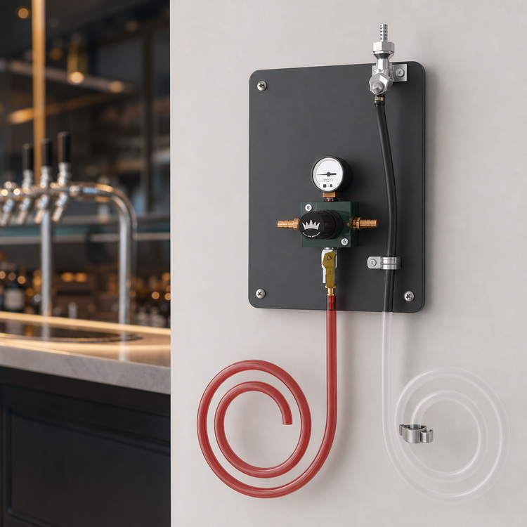 Product image #3 for Krowne Wall Bracket Beer Line Regulator with Tail Pieces, Tamper-Proof, 1-Line