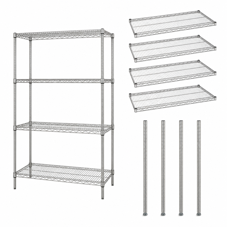 Product image #3 for Quantum 72"W x 30"D x 74"H Wire Shelving Starter Kit, 4 Shelves, 304 Stainless Steel