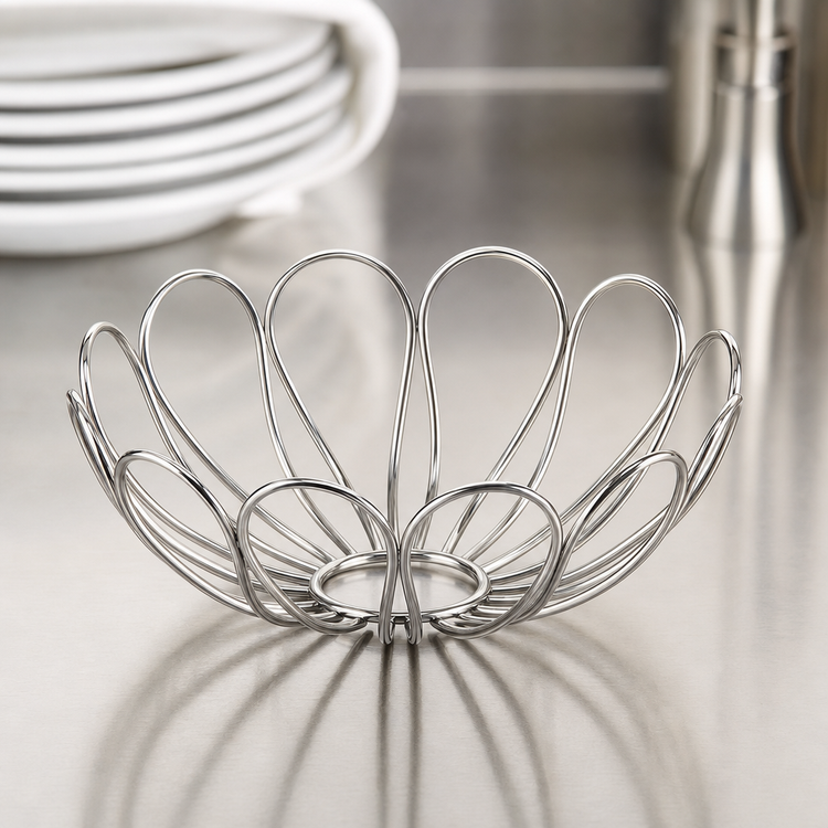 Product image #4 for American Metalcraft Bloom Round Stainless Steel Serving Basket, 6-7/8 Inch Diameter