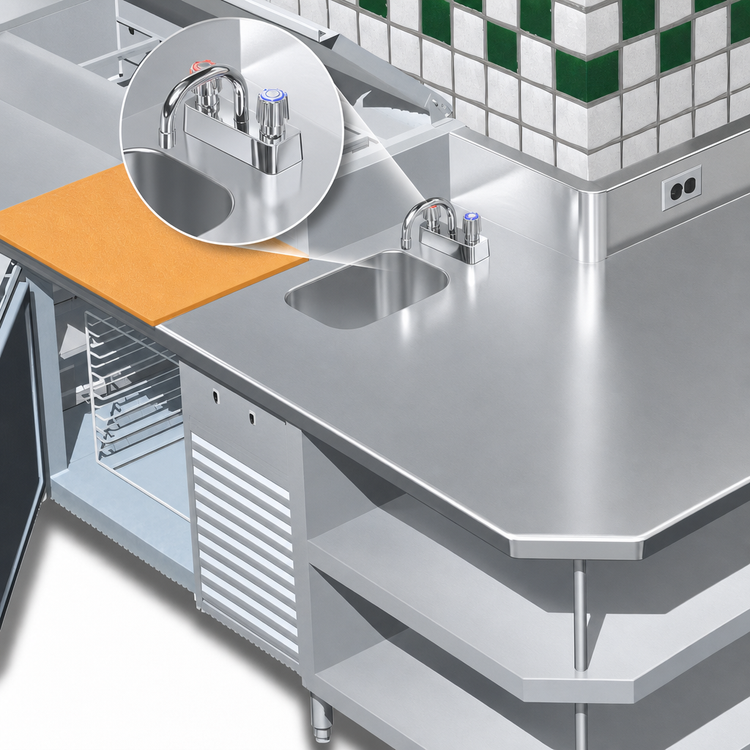 Product image #3 for La Rosa 1-Compartment Stainless Steel Sink with Faucet, 9 x 14 x 10 Inch Bowl