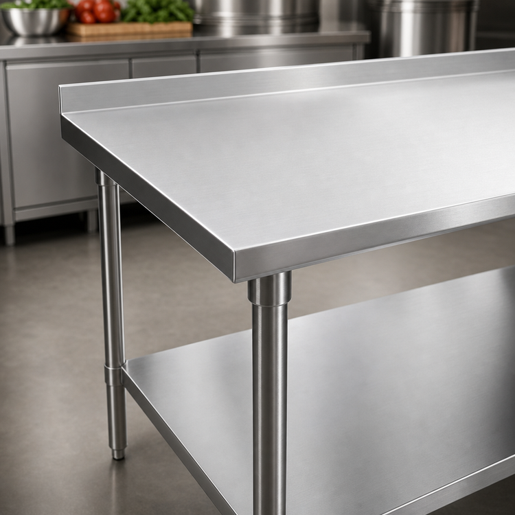 Product image #3 for John Boos Stallion 72-Inch x 24-Inch 14-Gauge Stainless Steel Work Table with 1-1/2-Inch Rear Up-Turn