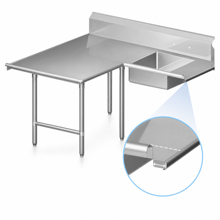 Product image #3 for John Boos Pro-Bowl L-Shaped Soiled Landing Dishtable with Pre-Rinse Sink Bowl