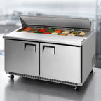 Thumbnail image #3 for Everest Refrigeration EPBNWR2 59-1/8" Two-Section Sandwich Prep Table, 16-Pan Top, Rear-Mounted Self-Contained Refrigeration
