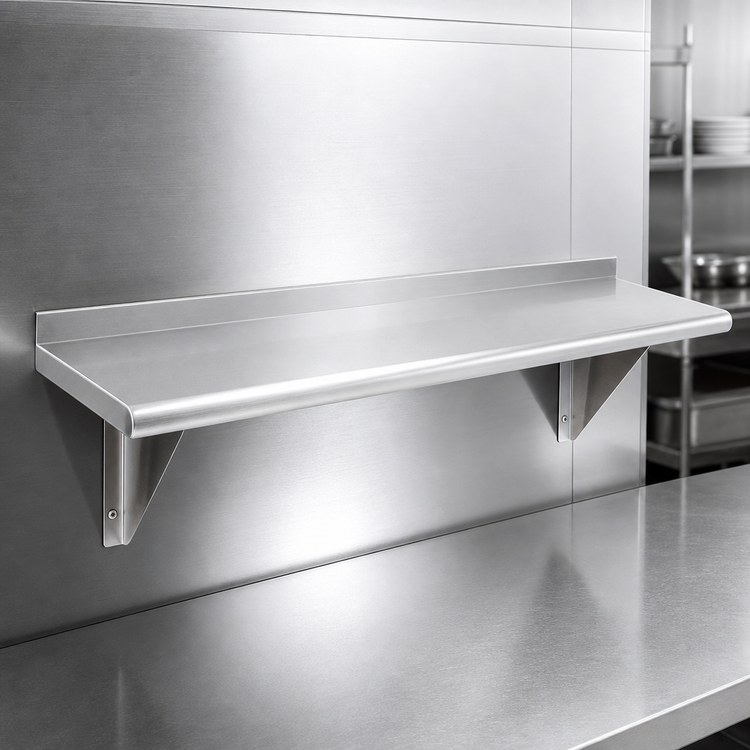 Product image #3 for Advance Tabco 132-Inch Wall-Mounted Stainless Steel Wall Shelf, 10-Inch Deep