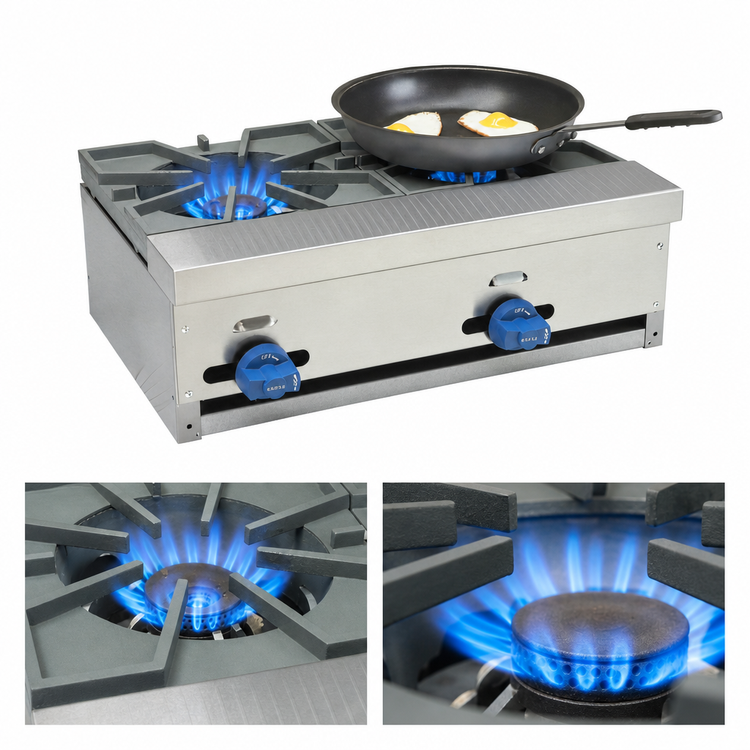 Product image #3 for Comstock-Castle FHP2 Countertop Gas Hot Plate, 24-Inch Wide, 2-Burner, Without Legs