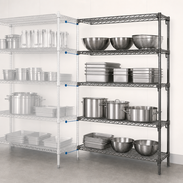 Product image #3 for Metro Super Erecta Super Adjustable Chrome Plated 4-Shelf Wire Shelving Add-On Unit, 42 x 18 x 63 Inches