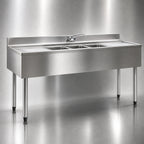 Thumbnail image #3 for Eagle Group 2200 Series B6C-22 Three-Compartment Underbar Sink Unit, 72W x 24D, 304 Stainless Steel, Left & Right Drainboards