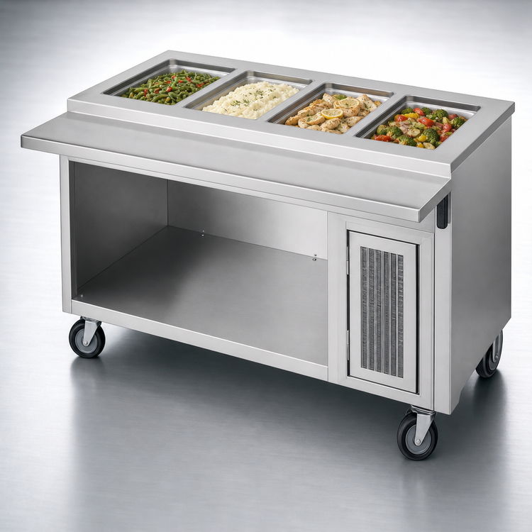 Product image #3 for Randell 60-Inch Mobile Electric Hot Food Table with 4 Wells and Open Storage Base