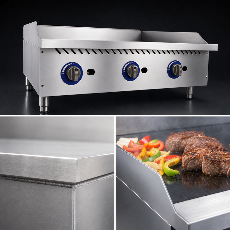 Product image #3 for Globe 36-Inch Countertop Gas Griddle with 1-Inch Smooth Steel Plate, 90,000 BTU