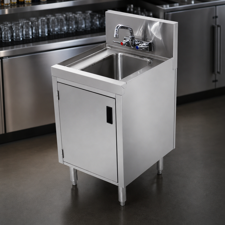 Product image #3 for Advance Tabco Prestige Supreme Freestanding Underbar Hand Sink with Cabinet Base and Faucet, 18 x 20 x 36 Inches