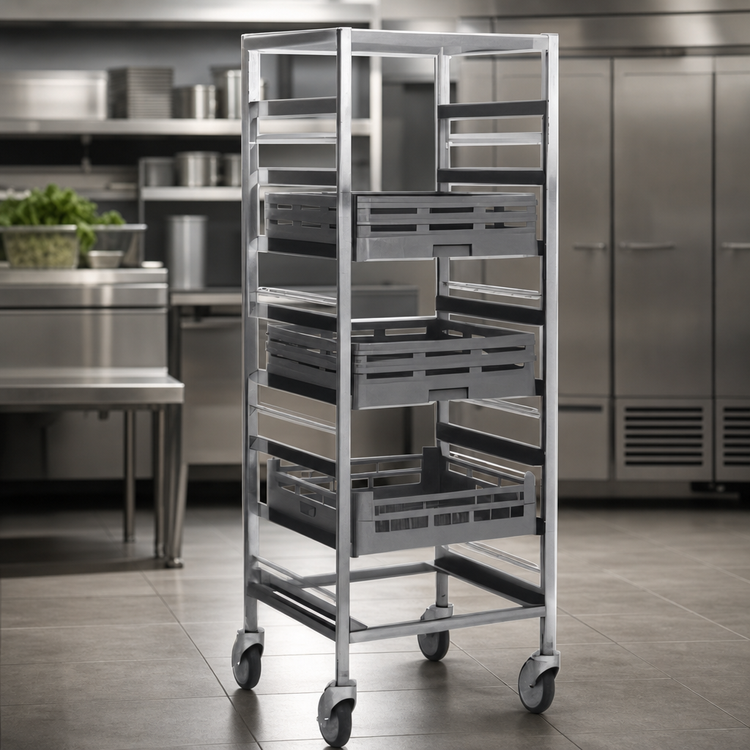 Product image #3 for Panco Mobile Full-Height Utility Rack for 20 x 20 Racks, 6-Slide, Open Sides, Aluminum Frame