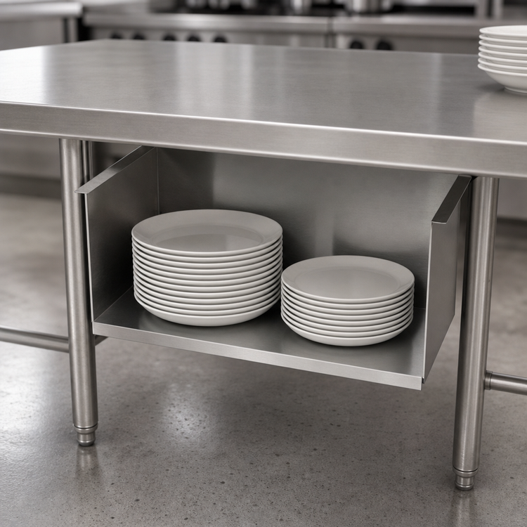 Product image #4 for Advance Tabco TA-135 Under-Counter Plate Shelf for Enclosed Base Tables, 10-Inch Deep