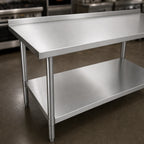 Thumbnail image #3 for John Boos Stallion ST6R1.5-24120SSK Stainless Steel Work Table, 120"W x 24"D, 16-Gauge 300 Series Top, Undershelf & 1-1/2" Backsplash