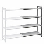 Thumbnail image #3 for Cambro Camshelving® Basics Plus CBA185484S4580 4-Tier Solid Add-On Polymer Shelving Unit, 18" D x 54" W x 84" H, Brushed Graphite