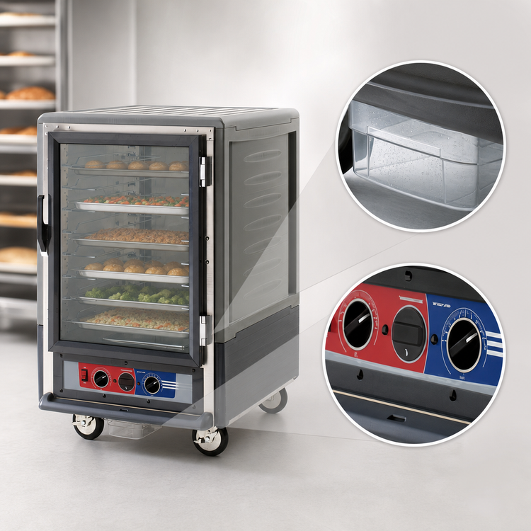 Product image #3 for Metro C5 3 Series Mobile Moisture Heated Holding and Proofing Cabinet with Gray Insulation Armour, Half Height, Clear Polycarbonate Door, 120V