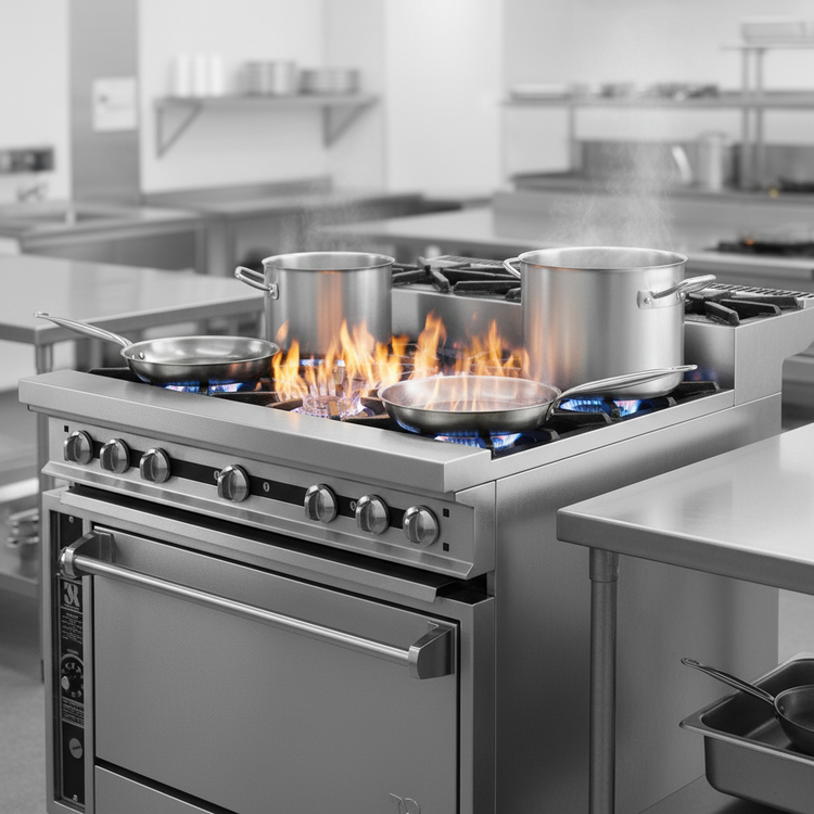 Product image #2 for Titan JTRHE-3-3-36 Heavy Duty 36-Inch Gas Range with 6 Open Burners and Standard Oven