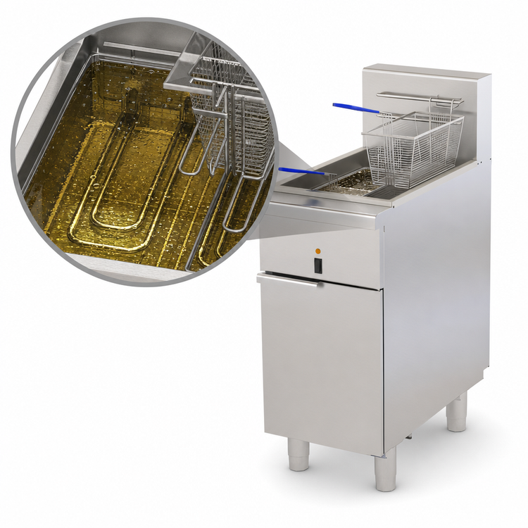 Product image #3 for Omcan Floor Model Electric Open Pot Fryer, 50 lb Oil Capacity, 208V/60Hz/3-Phase