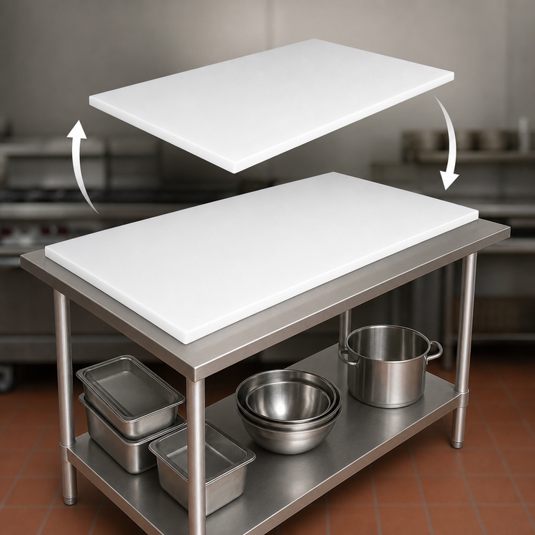 Product image #3 for John Boos 96 x 36 Inch Reversible Poly Replacement Work Table Top
